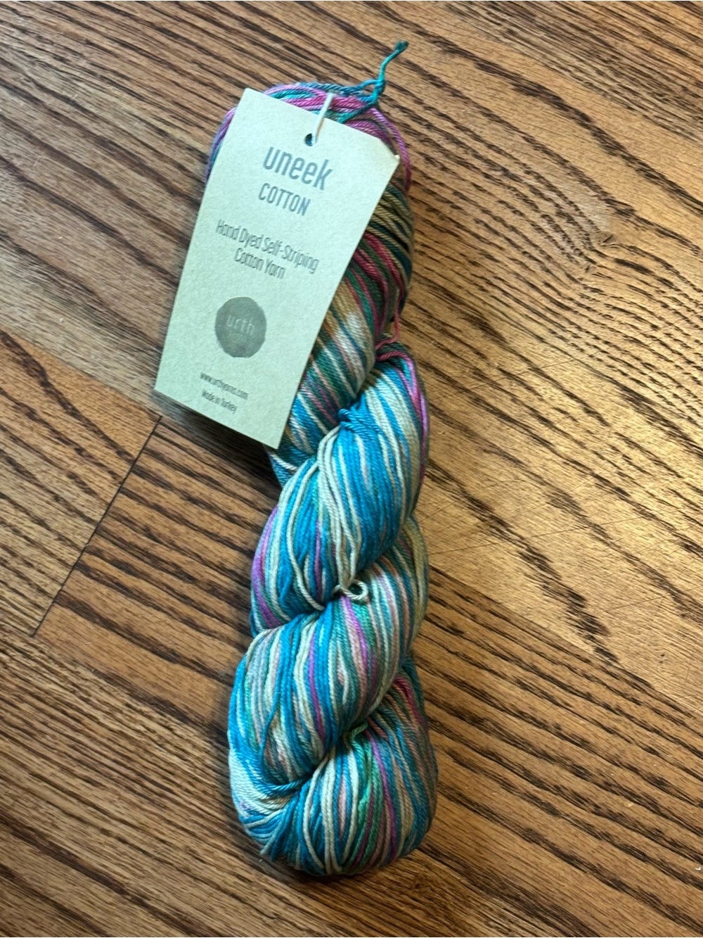 Urth Yarns Uneek Cotton DK Weight 1093 Multicolor Teal Hank Knit Crochet NEW